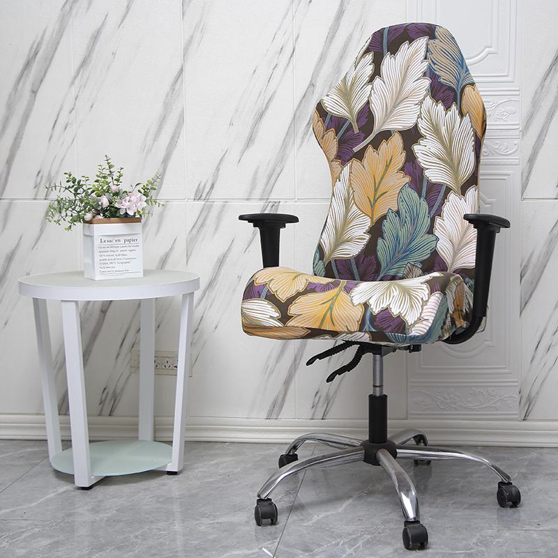 1 Pcs Office Computer Gaming Chair Covers Stretch Armchair Gamer Seat Cover Flower Printed Racing Desk Rotating Slipcovers