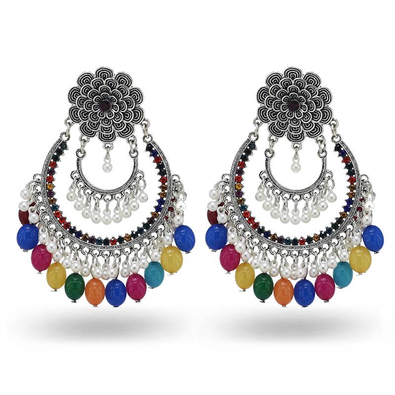 

Винтажные серьги с имитацией агата в этническом стиле, красочные серьги из оникса, женские танцующие девушки, цветы, ажурные серьги Ид аль-Фитр Лассер Байрам