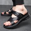 Summer Mens Slippers Fashion Casual Beach Shoes Luxury Leather Slippers for Men Comfort Flat Slippers Big Size48 Chanclas Hombre