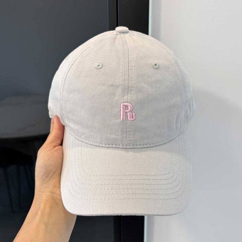 Letter Embroidery R Standard Four Seasons Soft Top Baseball Cap Women's Fashion Face Small Hat Neutral Simple Travel Cap