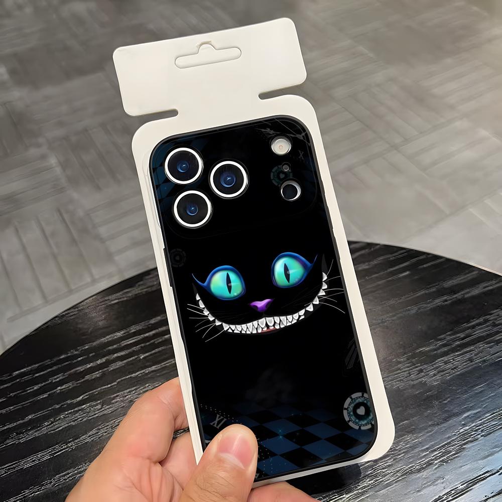 C-Cheshire Cat Cool Phone Case For IPhone 17 Air 16 E Pro Max 15 14 13 Mini 12 Pro 11 Max Plus Black Soft Shell