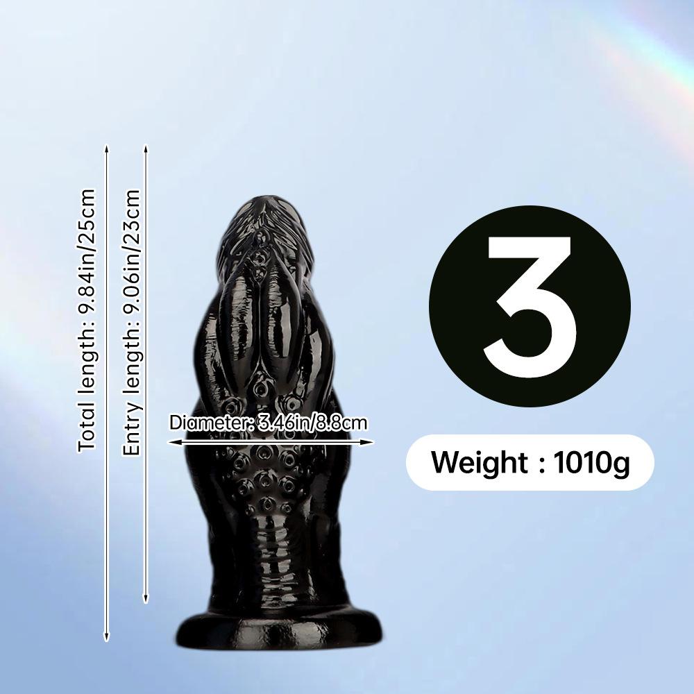 Black PVC Extra Long Anal Plug Dildo Sex Toy Masturbator for Men and Women Strap On Penis Realistic Dick