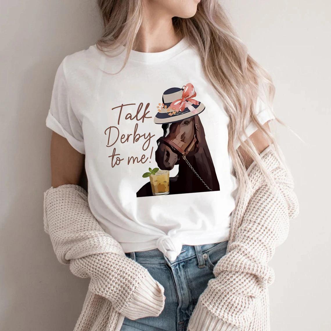 

Футболка Kentucky Derby 150-й Забег за Розами Харадзюку Женская Винтажная Футболка с Коротким Рукавом Уличная Одежда Женская Футболка с Круглым Вырезом 4XL