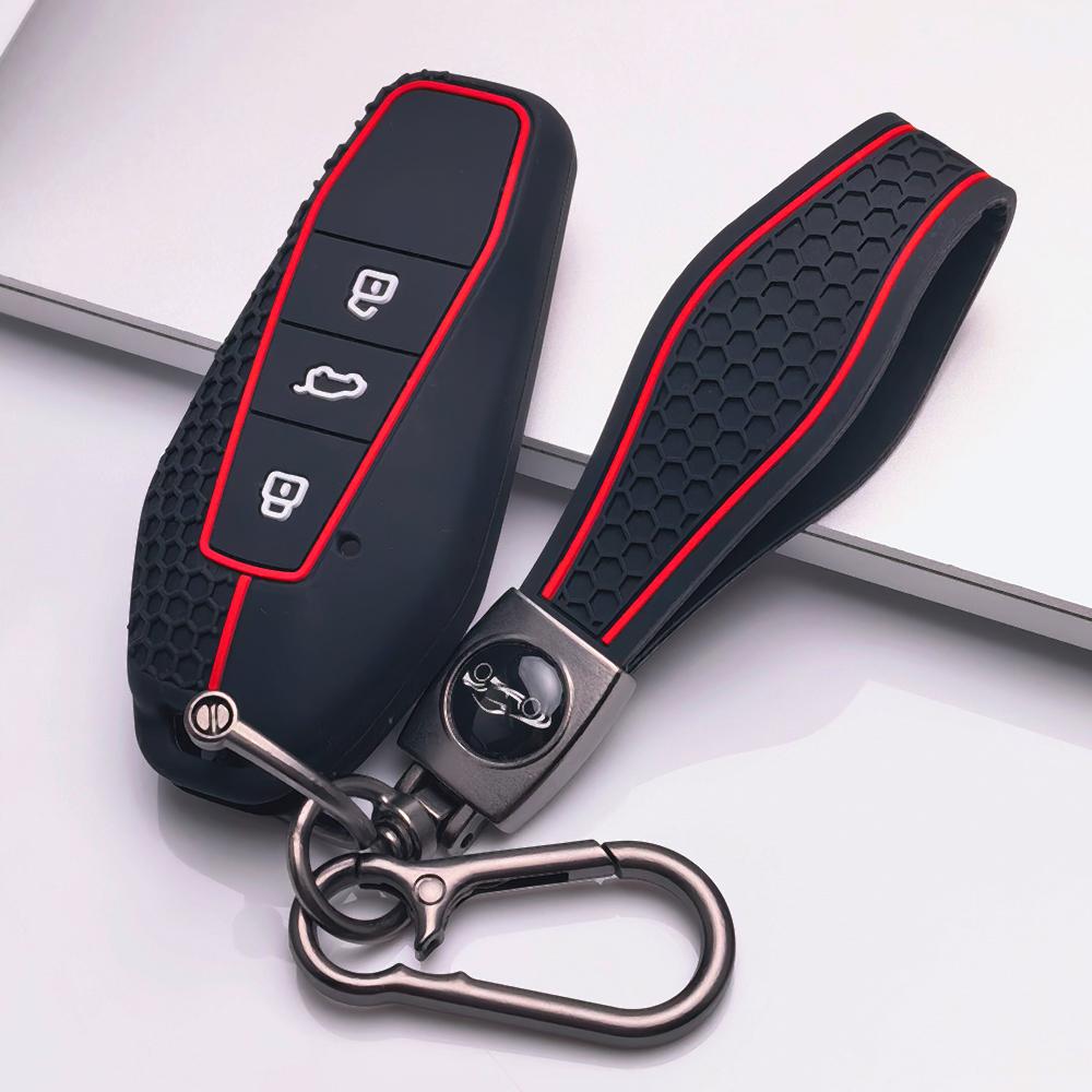 Schlüsselanhängerhülle für Chery GT iCAR Shuxiangjia EQ7 AIQAR EQ5 EQ3 mit Schlüsselring Kratzfeste Oberfläche Stoßfeste Struktur Weiche Grifftextur