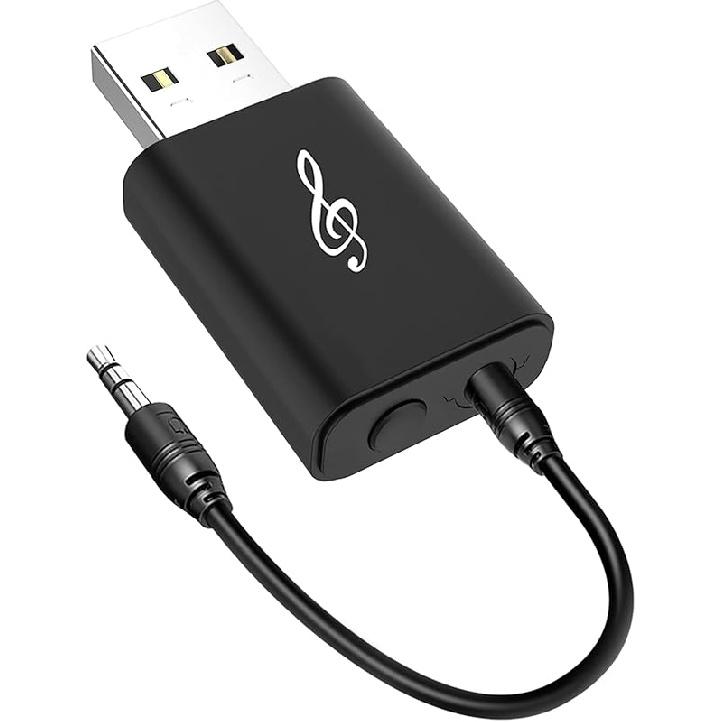 Bluetooth 5.0 Transmitter Receiver Adapter, 3.5mm Portable Wireless Audio Transmitter Receiver Dongle for TV/PC/Headphones/Car Stereo/Home Theater,