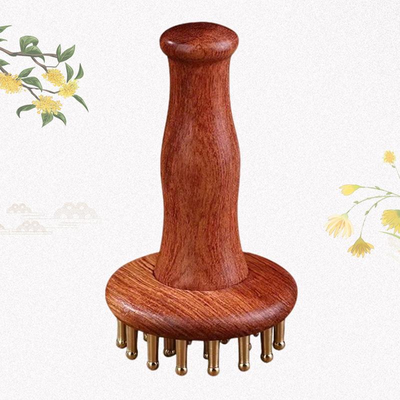 Messing Kupfer Gua Sha Massage Werkzeug Holzgriff Muskelentspannung Schmerz Tiefengewebe Kopf Nacken Bein Körper Meridian Massagebürste