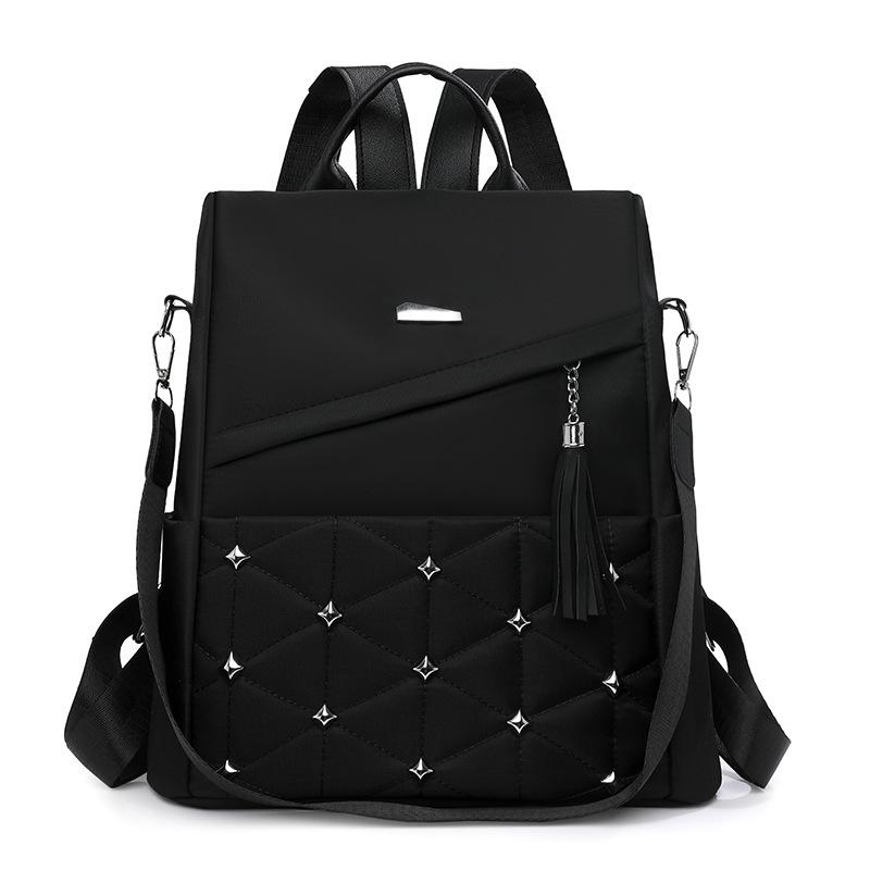 Embroidered Rhomboid Backpack Large Capacity Women's Commuter Bag Multifunctional Shoulder Bag