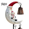 Weather Resistant Garden Path Lights Christmas Solar Stake Light, 3D Resin Santa Snowman Statue Yard Lawn Decor Crescent Moon LED Pathway Light