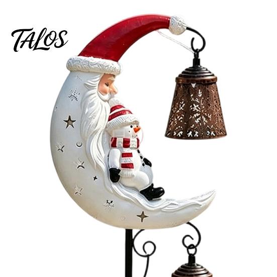 Weather Resistant Garden Path Lights Christmas Solar Stake Light, 3D Resin Santa Snowman Statue Yard Lawn Decor Crescent Moon LED Pathway Light