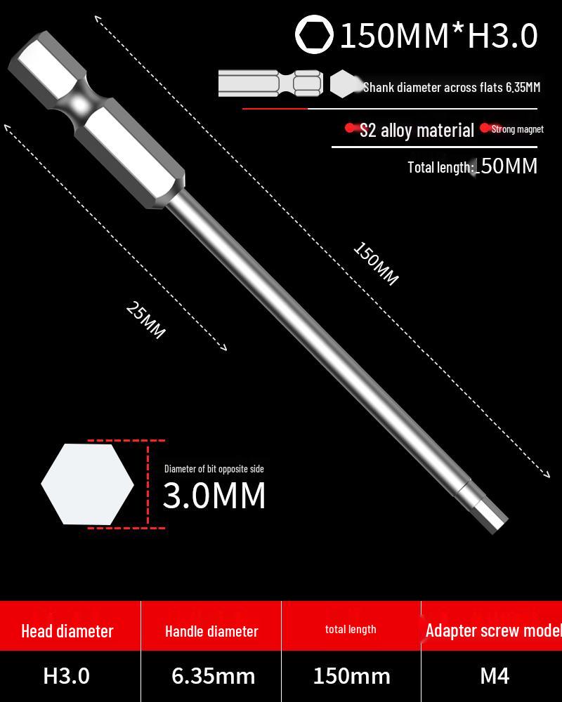 Hexagonal Driver Bit Extension for Screwdriver and Drill