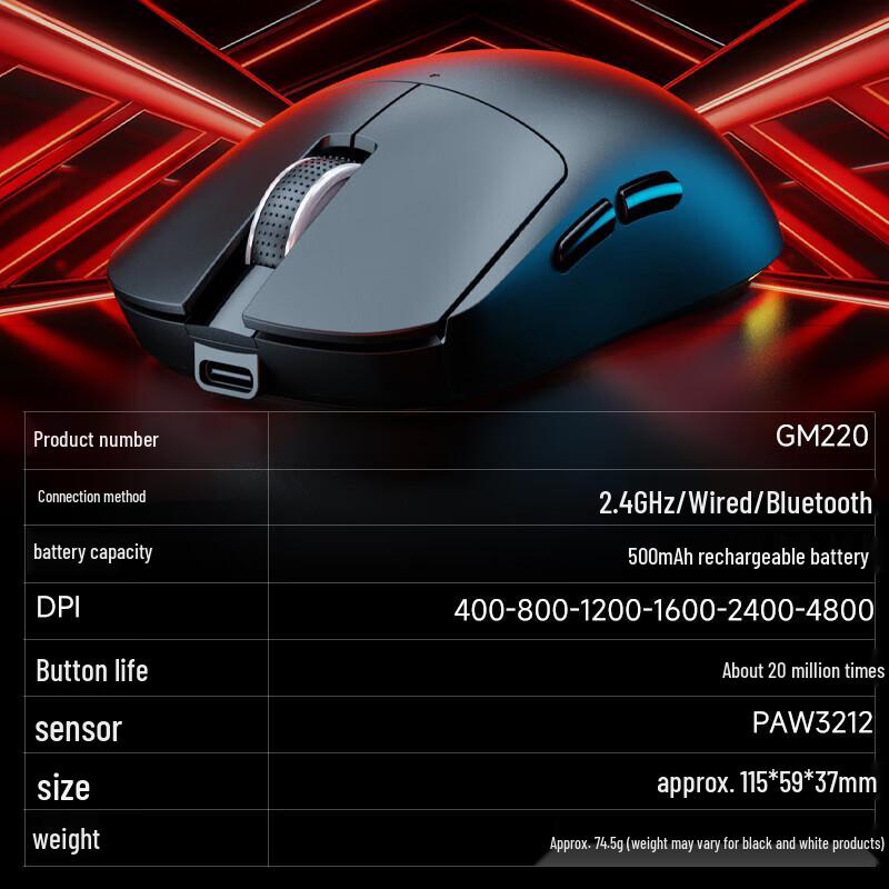 AOC GM220 Tri-Mode Wireless RGB Gaming Mouse