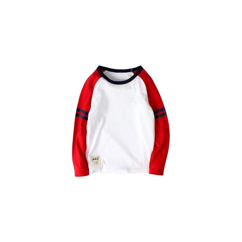 Children's Clothing Spring and Autumn Boys' round Neck Long Sleeves T-shirt Bottoming Shirt Kids Pure Color Tops Children's Two Bars Clothes