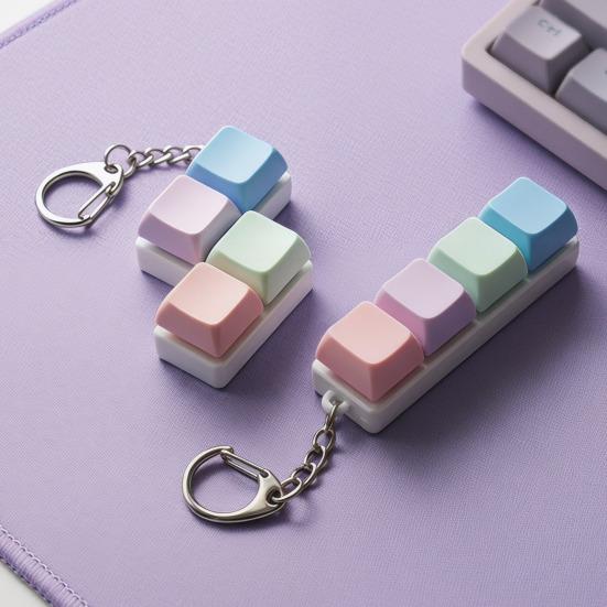 Barevné klávesnicové fidget hračky Mechanické tlačítko Klávesnice Clicker Klíčenka Kreativní dekompresní hračka pro dospělé Úleva od pracovního stresu a úzkosti