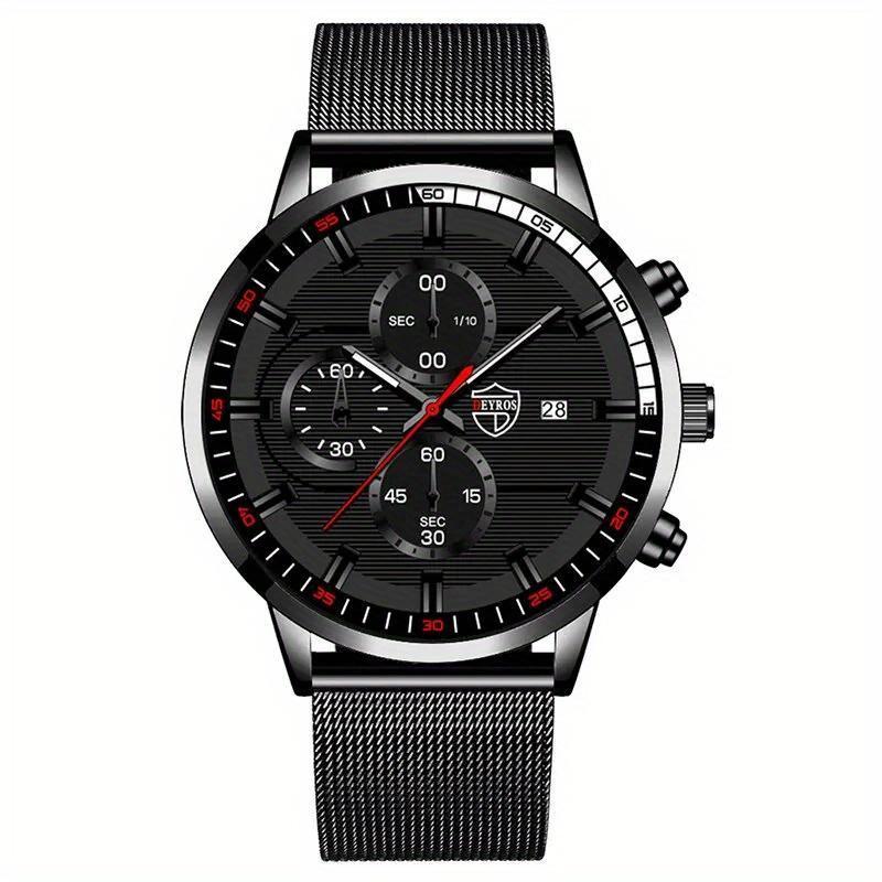 

Модные мужские спортивные часы, мужские кварцевые наручные часы из нержавеющей стали с сетчатым ремешком для мужчин, деловые часы со светящимися часами