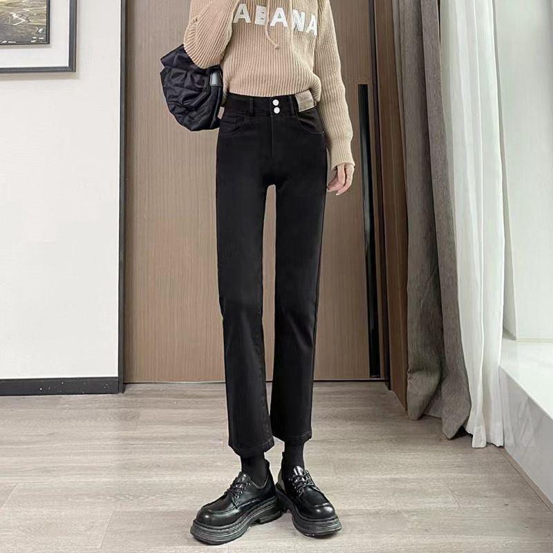 

High Waist Slimming Straight Leg Jeans for Women - Spring/Autumn 2026 Extra Large чорний