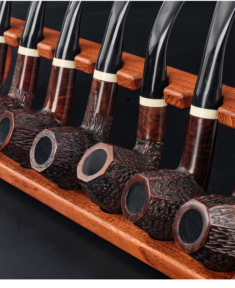 Sapele Solid Wood 8-Position Pipe Display Stand