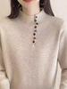 Plus Size Women's Sweater: Half High Neck, Ideal for Spring, Autumn, Winter – Versatile Knitted Layer for Belly Coverage