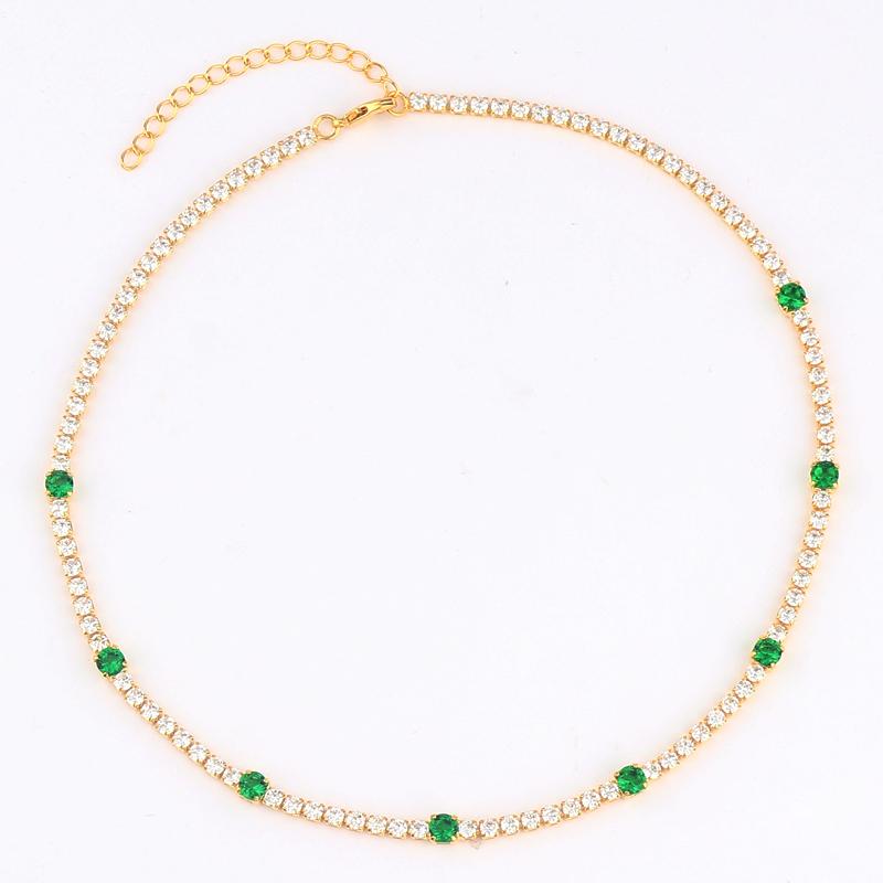 Mix Fashion Summer Colorful Rainbow Women Girl Jewelry 5A Cubic Zirconia Delicate Gold Filled Charm Tennis Chain Necklaces