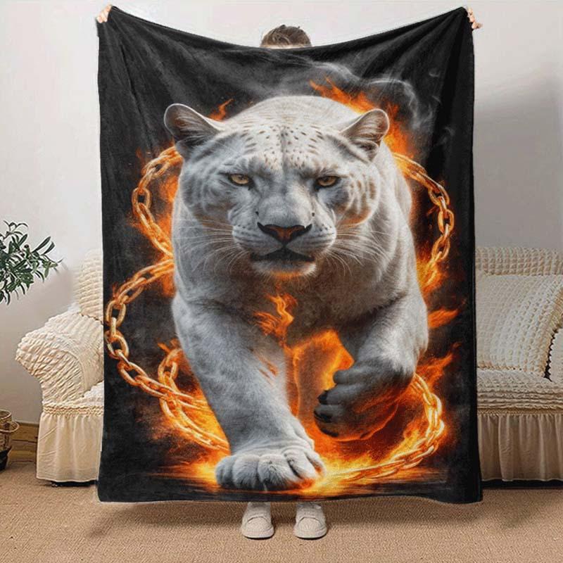 1pc Leopard Printing Lightweight Flannel Blanket, Comfortable and Warm Blanket, for Camping Sofa Bed and Couch Office, Gift