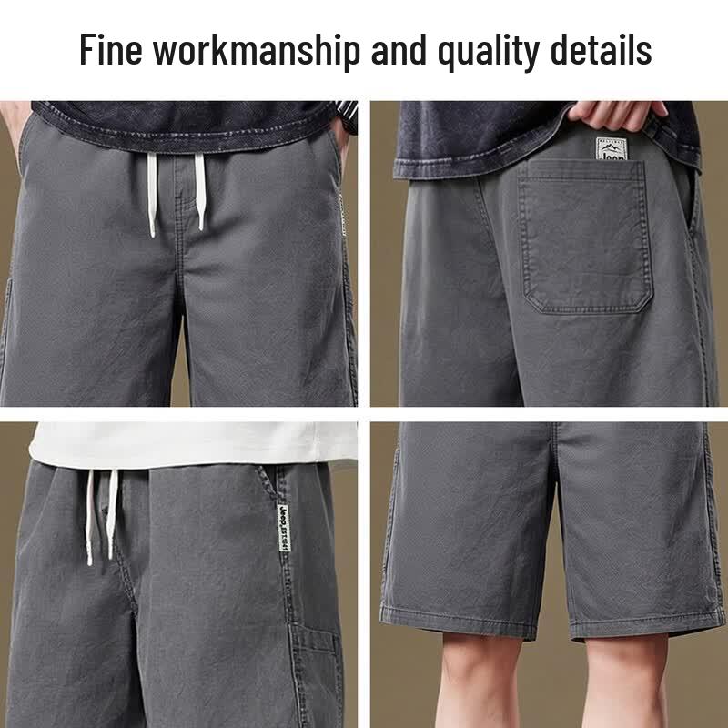 Jeep Men's Premium Cotton Loose Fit Casual Shorts
