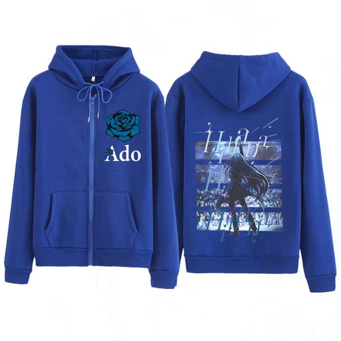 Ado WORLD TOUR Hibana Kapuzenpullover mit Reißverschluss für Damen und Herren, langärmelig, lässig, hochwertig, Winter, Harajuku-Stil, Sweatshirt mit Reißverschluss