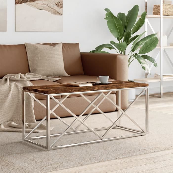 VidaXL Coffee Table Stainless Steel and Solid Reclaimed Wood 349965