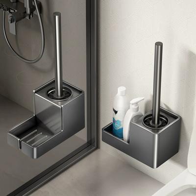 1 Pc Toilet Brush Toilet Holder Bathroom Accessories Creative Wall Mounted Aluminum Alloy Lavatory Brush Toilet Brush Holder Set
