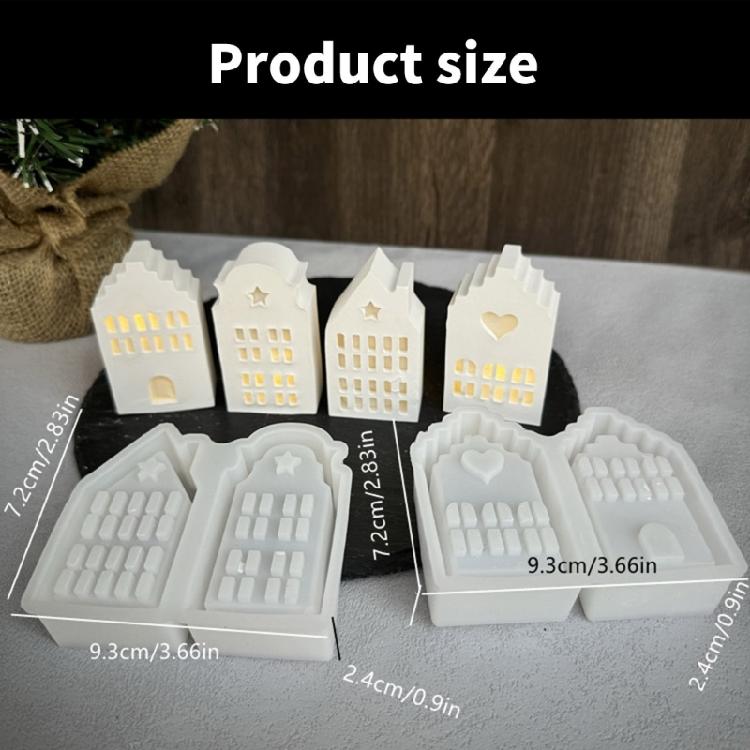Silicone Mold for Tealight Holder Decoration 4 Grid House Shaped Atmosphere Light Making Molds Jewelry Making Supplies