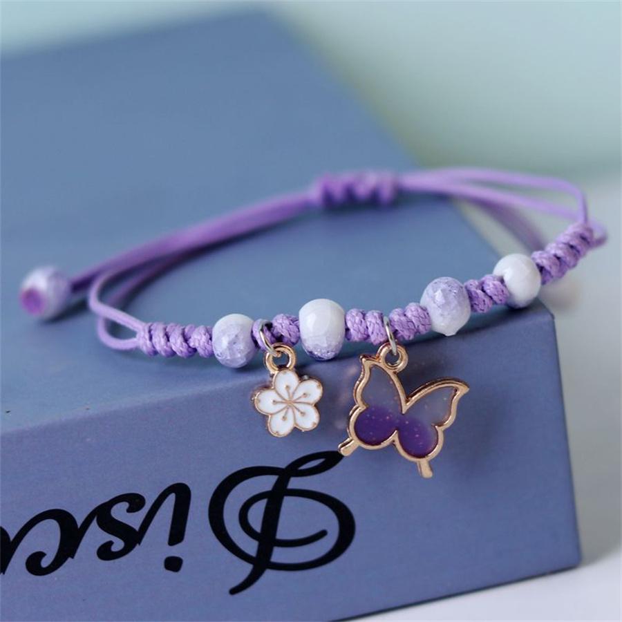 Korean Cute Cartoon Rabbit Flower Pendant Bracelets For Women Girls Fashion Charm Bell Butterfly Cat Bracelet Friendship Jewelry