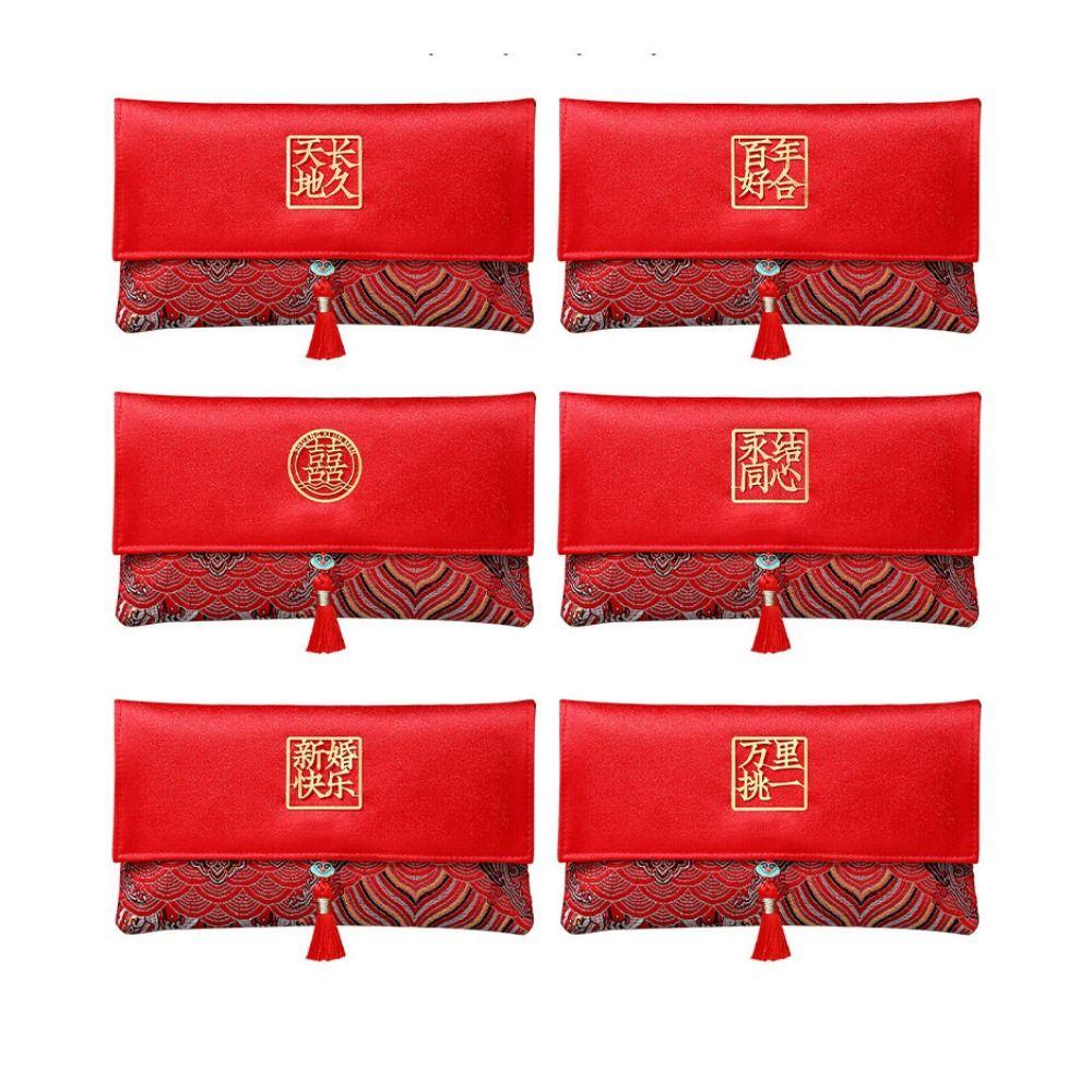 Embroidery Pattern Wedding Red Envelope Tassel Money Red Pocket Wedding Hongbao  Spring Festival