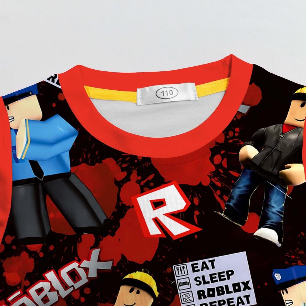 81173 Children Boys Girls Roblox Game Print T-Shirt Top Pants Pajamas Sleepwear Sets