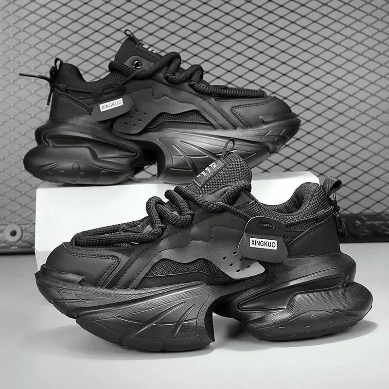 FashionChunky Sneakers Plus Size 45 Herren Designer Sportschuhe Mode Lässig Leder Stoff Atmungsaktiv Höhe Erhöhte Plateauschuhe