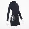 Europäischer Stil Elegantes Mode Damen Rundhalskleid Langarm Sexy Seitenschlitz Kleid