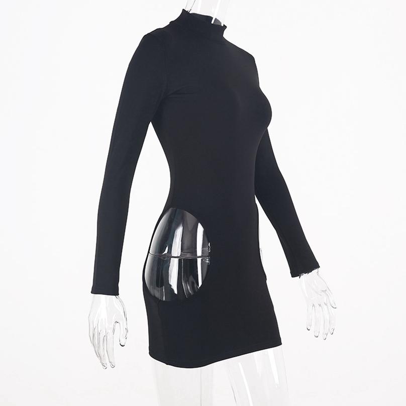 Europäischer Stil Elegantes Mode Damen Rundhalskleid Langarm Sexy Seitenschlitz Kleid