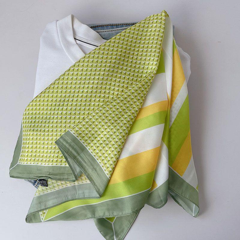 Women's Vibrant Yellow Small Square Scarf: Lightweight Multi-use as Scarf Belt & Necktie Skin-brightening