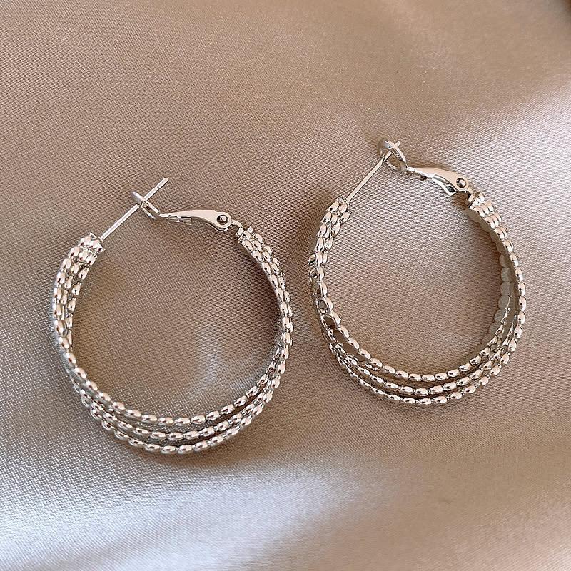 Round Three-Layer Earrings European And American Cross-Border High-End Niche Commuter Cold Style Earrings