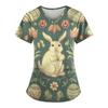 Magliette uniformi da lavoro stampate taglie forti per magliette divertenti a maniche corte con scollo a V da donna T-shirt da lavoro con tasche