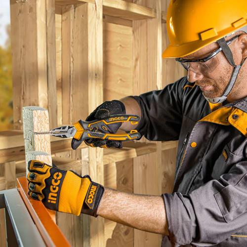 INGCO 4-Piece Pliers Set, Includes 250mm Water Pump Pliers, 200mm Long Nose Pliers, 200mm Pliers, and 180mm Nippers, Labor-Saving High-Leverage Tool B