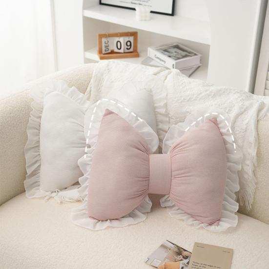 Bow-shaped Pillow Ruffle Lace Decor Fluffy PP Cotton Filling Holiday Adds Elegance And
