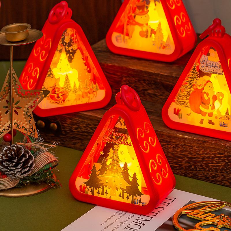 Christmas Candle Holder Wind Lamp Table Lamp Snowman Santa Claus Elk Decorative Light Battery Powered For Xmas  Year