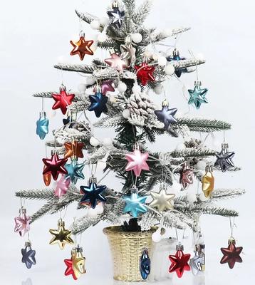 Weihnachtsdekoration 12 Stück Weihnachtsbaum-Hänger 5cm Fünfzackiger Sternanhänger Hell Matt Unregelmäßig Galvanisiert Tropfen-Schmuck