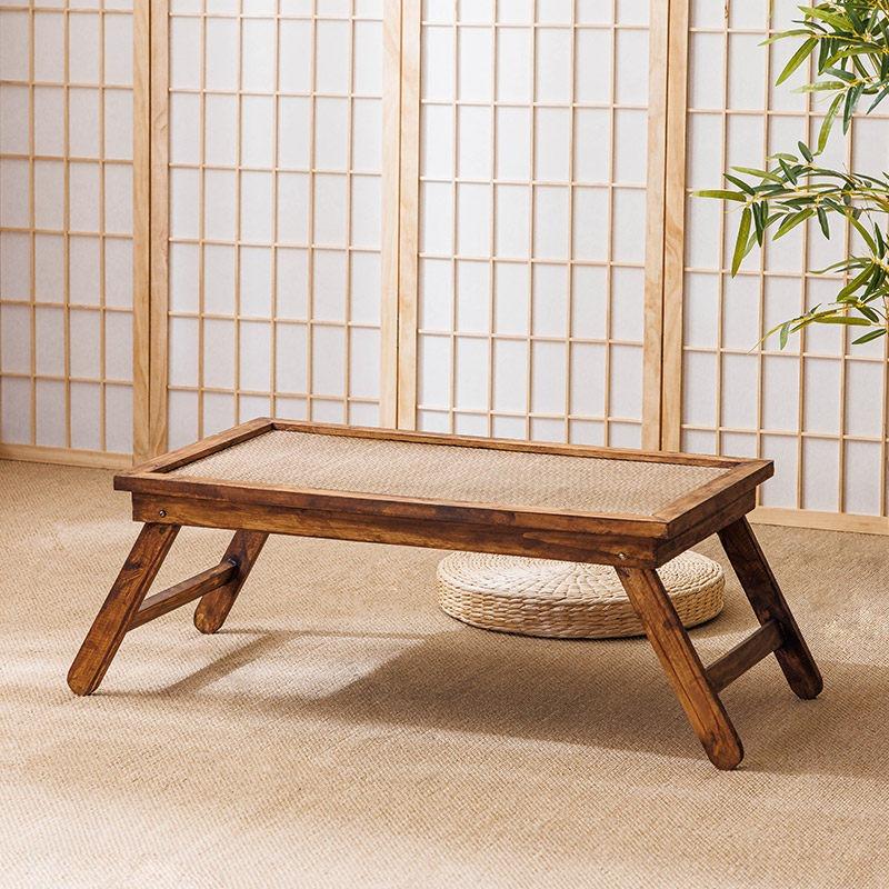 Japanese Solid Wood Folding Bay Window Tea Table Small Zen Coffee Table for Home Living Room Tatami Mat Portable