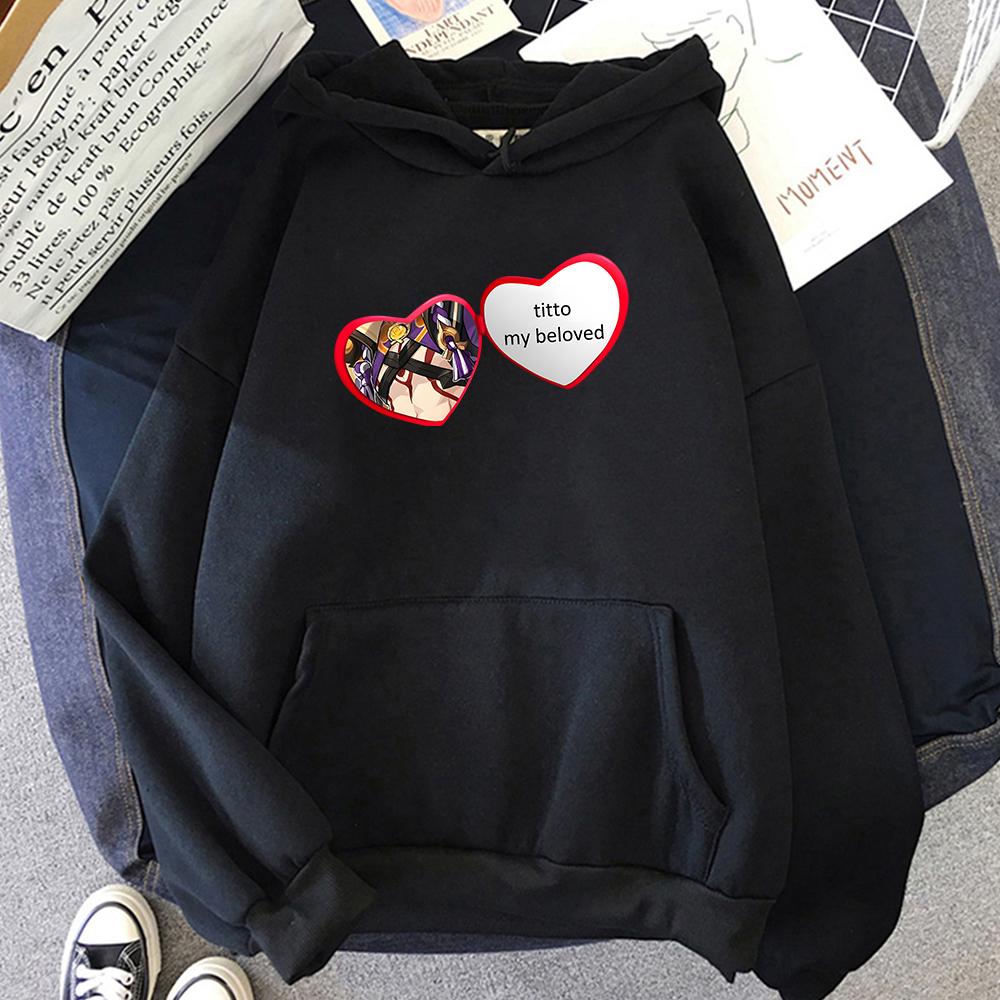 Genshin Impact Hoodies Arataki Itto Heart Print Hoody Ropa Para Dama Crewneck Sweatshirt Spring Warm Fleece Sportswear