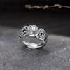 S925 Sterling Silver Five Emperors Coins Adjustable Ring: Domineering Retro Style for Men & Women, Wealth-Attracting Index Finger Jewelry Gift.