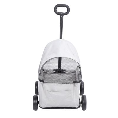 Foldable Pet Stroller with Canopy 4 Wheels Pet Strolling Cart for Small Dogs Cats Lightweight Easy Assembly Multifunctional Use Gray