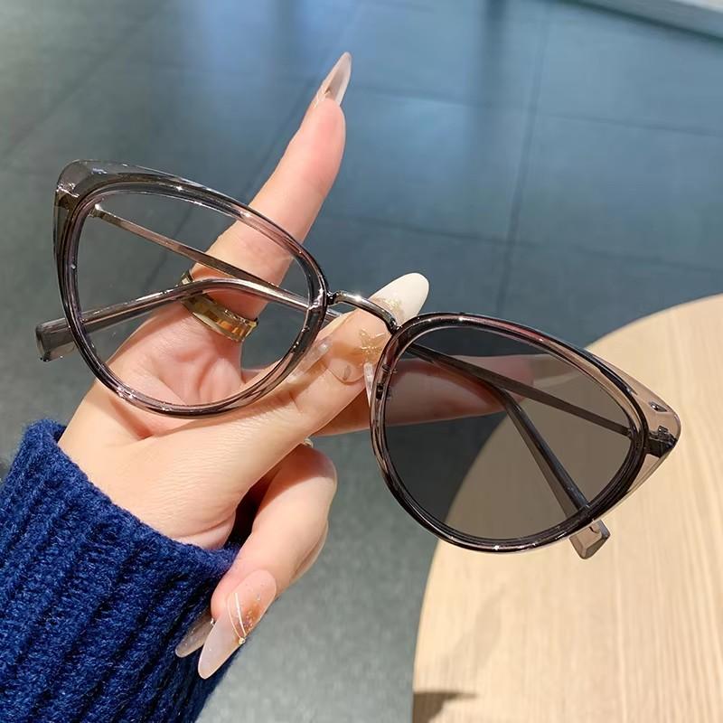 New Fashionable Color-Changing Anti-Blue Light Cat-Eye Glasses Frame Natural And Slimming Metal Frame 6004-1