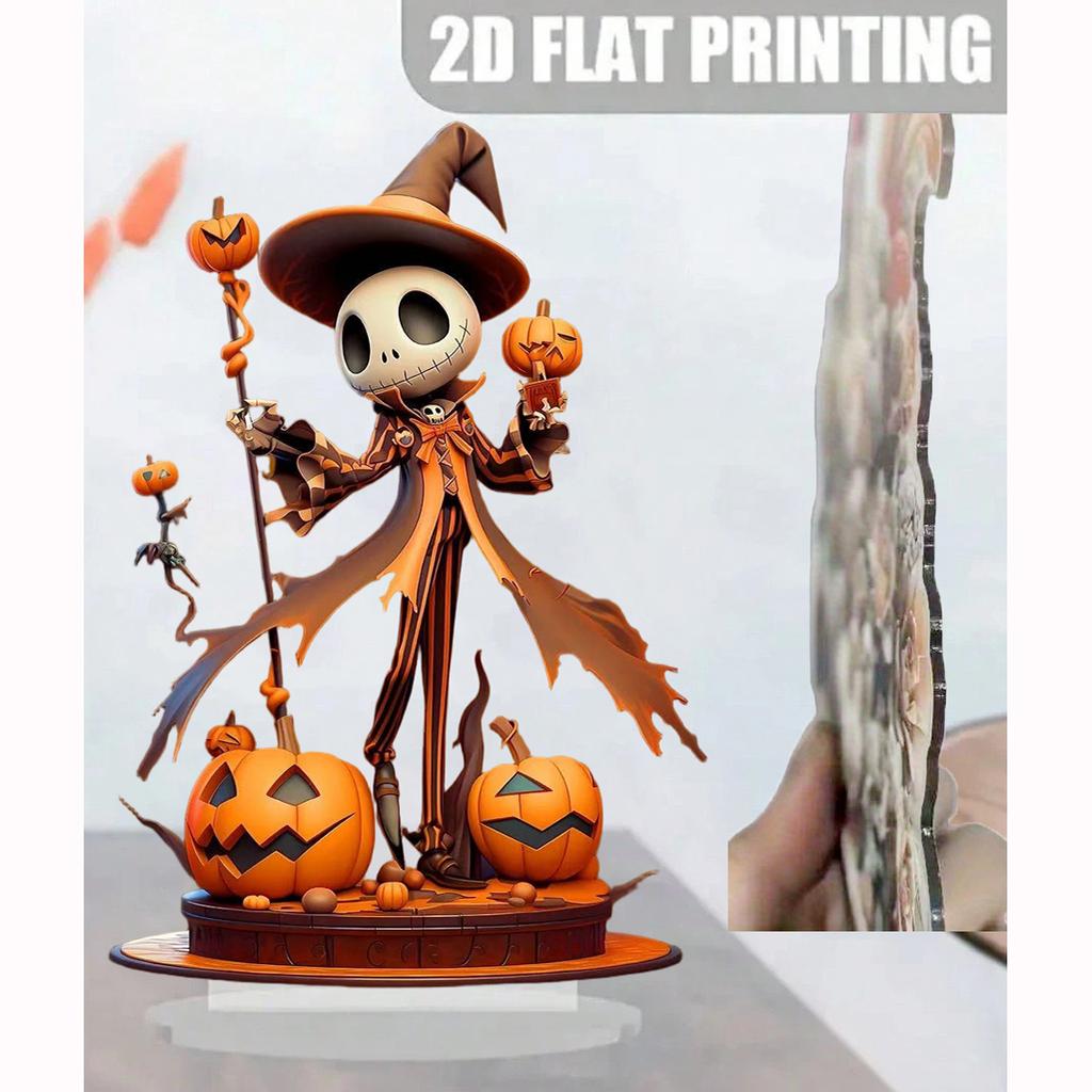 Halloween Kürbis Skelett Mann 2D Flache Acrylfigur Zuhause Büro Café Zimmer Studio Vitrine Tisch Ornament Desktop Deko