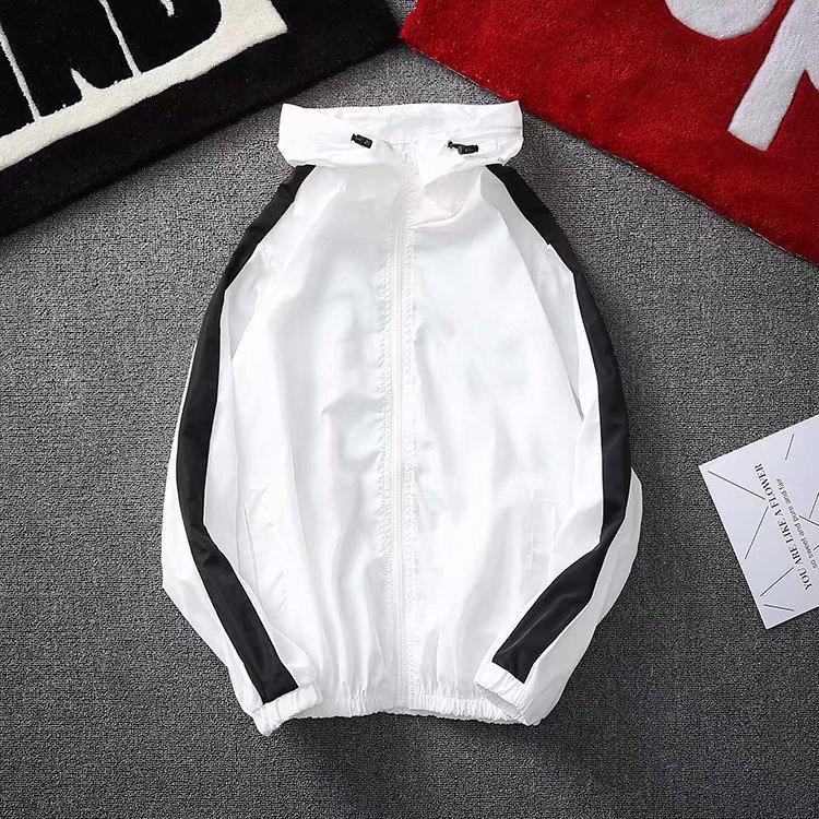 

Мужская весенняя куртка с капюшоном на молнии, повседневная свободная куртка, куртка с цветными блоками 3XL белый