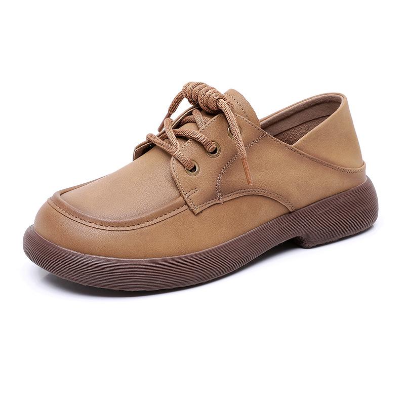 Genuine Leather Non-Slip Soft Sole Loafers for Middle-Aged & Elderly Women - Casual Spring & Autumn Style