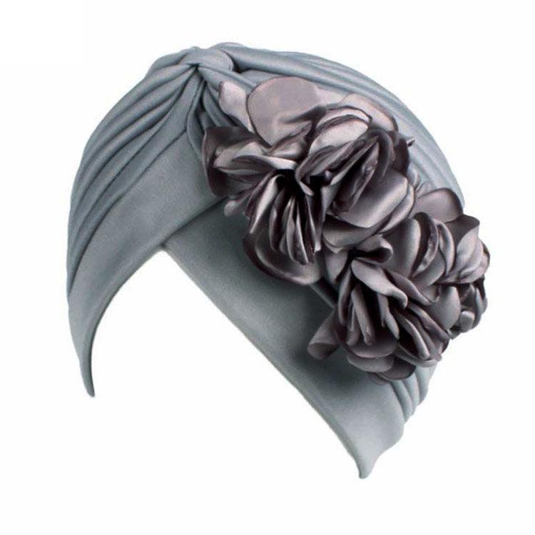 Spring and Summer Sweet Big Flower Headgear Retro Pullover Hat Female Dancing Confinement White Hair Headgear Travel Headscarf Hat